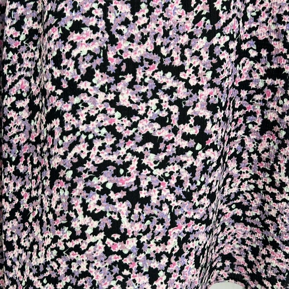 H&M - Black And Purple Floral Puff Ling Sleeve 2 Button Closure Blouse Small - Picture 4 of 14